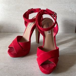 Steve Madden red suede platform heels